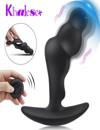 Khalesex Wireless Remote Vibrating Prostate Massager Men Anal Plug Male Masturbator for Man Anus G Spot Vibrator Adult Sex Toys MX2989377
