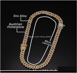 Bracelet 12Mm Miami Cuban Link Chain Necklace Bracelets Set For Mens Bling Hip Hop Iced Out Diamond Gold Sier Rapper Chains Women 9873856