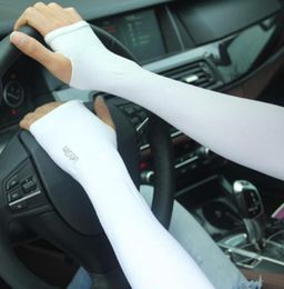 Summer women's men's outdoor driving riding travel sports sunsn thin ice silk cool long gloves cuff oversleeve sleevelet8645321