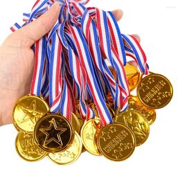 Party Favor 10pcs Plastic Gold Medals For Children's Winners Sports Game Reward Cups Toys Parties