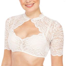 Women's Blouses Plus Size Elegant Lace Dirndl Blouse Sexy Hollow Out Shirts Tops And For Oktoberfest See-Through Wrap Crop Top