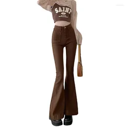 Women's Jeans Womens Flare Women Bell-bottom Jean Trousers Pants 2024 Spring Autumn American Retro Vintage Brown Boot Cut Girl