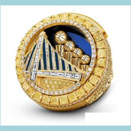 2022 Curry Basketball Warriors Team Championship Ring With Wooden Display Box Souvenir Men Fan Gift Jewellery Drop Delivery Dhxwh