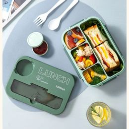 Compartment Lunch Box Plastic Portable Lunchbox Students Office Bento Microwave Food Containers with Chopsticks Fork Spoon 240514