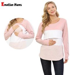 Maternity Tops Tees Pregnancy Maternity Clothes Autumn Long Sleeve Preast Feeding Tops For Pregnant Women Nursing Top Maternity T-shirt Freeshipping Y240518
