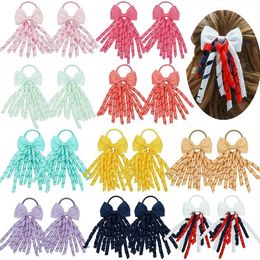 Baby Girl Elastic Hairband Ponytail Holders Streamers Hair Ties Bows Flowers Corker Curly Ribbon Bobbles Kids Student Headwear Accessories