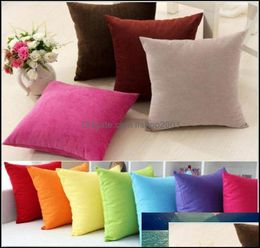 Pillow Case Bedding Supplies Home Textiles Garden Decor Plain Solid Colour Throw Sofa Vintage Art Style Cotton Cushion Er New Drop 8179862