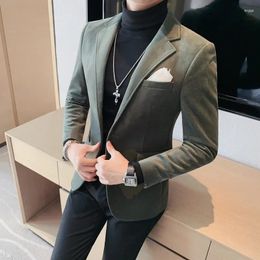 Men's Suits 2024 High-end Boutique Wool Tweed Suit Jacket Winter Thick Section Solid Colour Business Leisure With Black