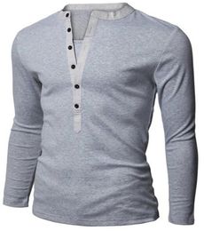 Men039s Henley Shirt Popular Design Tee Tops Long Sleeve Stylish Slim Fit Plain Tshirt Button Placket Casual Men Tshirts7159355