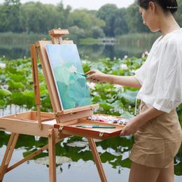 Decorative Plates Oil Painting Rack Wooden Easel Set Storage Box For Art Students Only Toolbox