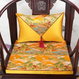 Pillow Custom Chinese Landscape Silk Brocade Seat S For Sofa Armchair Dining Chair Pads Lumbar Pillows Home Office Decor