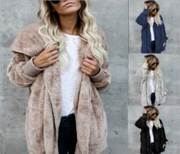 S5XL Faux Fur Teddy Bear Coat Jacket Women Fashion Open Stitch Winter Hooded Coat Female Long Sleeve Fuzzy Jacket5760347