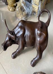 Arts and Crafts Big Wall Street Bronze Fierce Bull OX Statue 13 cm 512 inches5601179