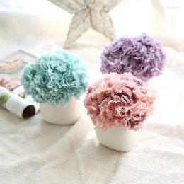Decorative Flowers 3Pcs 6 Heads Artificial Carnation Silk Bouquets For Mother's Day Fak Wedding Party Home Holiday Decoration