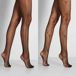 Women Socks Arrival Thin Pantyhose Sexy Solid Fishnet G Tights Clothes For Floral Stockings Black Mesh Lace Lingerie