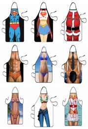 Funny Muscle Man Creativity Kitchen Apron for Men Women Home Cleaning Tool Waterproof Apron Sex Cotton Linen Easy to Clean House4815663