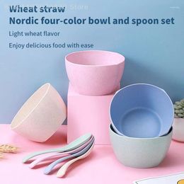 Bowls Wheat Straw Bowl And Spoon Natural Healthy Children's Small Gift Tableware Household Set Accessories