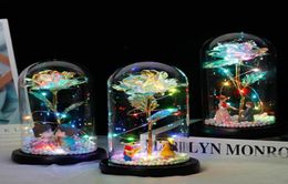 2020 New Wishing Girl Galaxy Rose In Flask LED Flashing Flowers In Glass Dome for Wedding Decoration Valentine039s Day Gift3702345