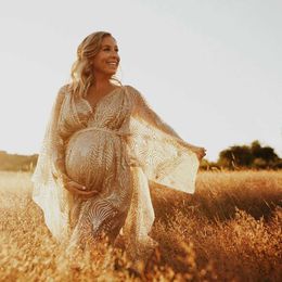 Maternity Dresses Luxury sequin pregnant woman Bohemian dress for photo shoot Boudoir set baby shower gift gold powder H240517