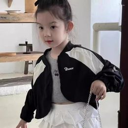 Jackets Princess Children Clothing Sunscreen Girls Summer Splicing Contrasting Colours Sporty Style Thin Short Coat 2024