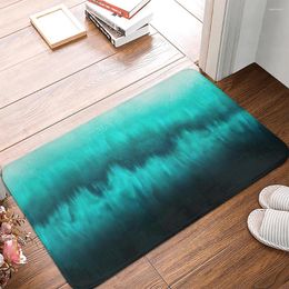 Bath Mats Blue Green Oil Painting Area Rugs For Living Room Abstract Art Striped Pattern Home Bedroom Carpet Non-Slip Customised Door Mat