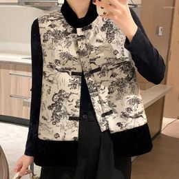 Women's Vests Chinese Style Vest 2024 Women Spring Summer Embroidery Knot Button Jacket Female Sleeveless Short Coat Autumn Vintage