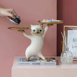 Decorative Objects Figurines Enchanting cat ornaments living room home decorations foyer key storage new gifts opening and moving H240517