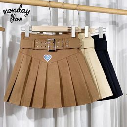 Gym Clothing Monday Flow Women's Golf Versatile Casual Sports Anti Shining Pant Skirt High Waist Pleated With Belt