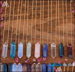 Arts And Crafts Mineral Amethyst Pink Crystal Stick Point Stone Pendant Necklace Fashion Women Terminated Gemstones Boho Su Sports1078195