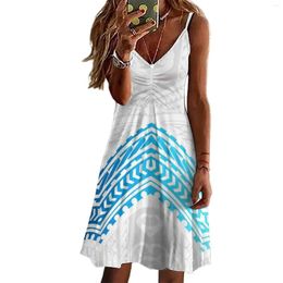 Casual Dresses Summer Women's Clothing Beach Polynesian Samoan Tribal Custom Design V-neck Print Off Shoulder Maxi Dress Big People 5XL