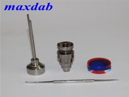 10mm 14mm 18mm Adjustable Titanium Nail Tool Set Glass Bong Domeless GR2 Titaniums Nails with Carb Cap Dabber Tools Slicone Jar 5977075