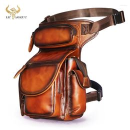 Waist Bags Original Leather Men Design Multi-function Travel Messenger Sling Bag Fashion Fanny Belt Pack Drop Leg Pouch 3109