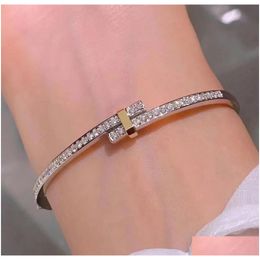 Charm Bracelets New Bracelet Simple Atmosphere Everything Is Not Easy To Fade Allergic Electric Gold Plated Craft Tiffaies Trend Singl Dhwmp