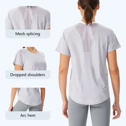 Lu Align T-Shirt Women Summer Tee women's fiess short-sleeved sun protection T-shirt casual breathable running sportswear Sport Shirts