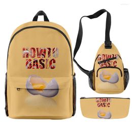 Backpack Fashion Youthful Funny HowToBasic 3pcs/Set 3D Print Bookbag Laptop Daypack Backpacks Chest Bags Pencil Case