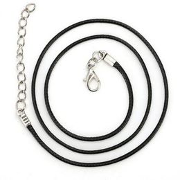 Black Wax Leather Snake Necklace Beading Cord String Rope Wire 18inch For DIY Jewelry 200pcs lot W9 243p
