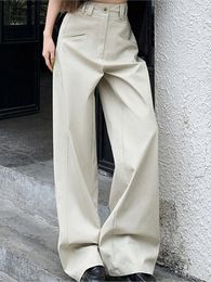 Women's Pants Fashion Straight Wide Leg For 2024 Spring Summer Cotton High Waist Loose Trendy Casual Trouser Street Bottoms