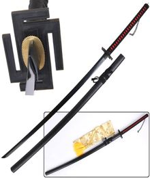 56inch Length Bleach Anime Sword Metal Decorative Kurosaki Ichigo Zangetsu Black Blade Steel Real Decoration Cosplay PropBrand N5149426