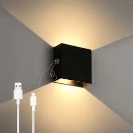 Wall Lamp Touch Dimming Rechargeable USB LED Mounted Sconce Lights Magnetic For Bedside Corridor Stairwell