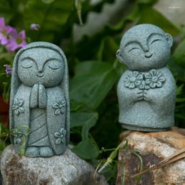 Decorative Figurines Cute Maitreya Blue Sandstone Ornaments Buddha Statues Garden Mini Ornament Japanese Home Decoration Crafts & Miniature