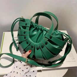 Shoulder Bags Semicircle Design PU Leather Flower Basket Crossbody For Women 2024 Spring Handbags And Purses
