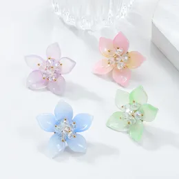 Stud Earrings Cute Jelly Colors Acrylic Flower Jewelry For Women Handmade Beads Earring