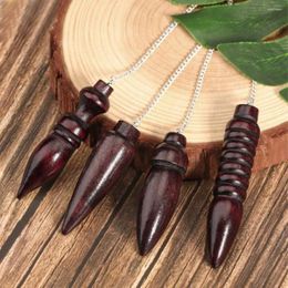 Pendant Necklaces 1Pcs Natural Wooden Pendulum For Divination Dowsing Egyptian Wood Pendulums Dowser With 7 Chakra Bead Chain