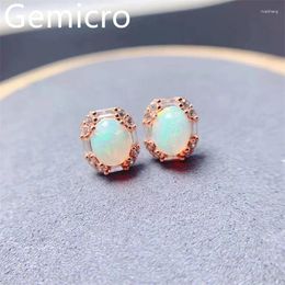 Stud Earrings Gemicro Natural White Opal Earring 6 8mm Simple Design Exquisite Beautiful Fire Colours 925 Pure Silver Selling