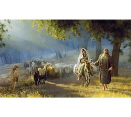 Christmas gift Joseph Brickey oil Paintings Journey to Bethlehem Handmade canvas art of Christ Modern Landscape Figure artwork Liv2115480