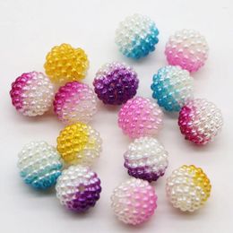 Decorative Flowers 50/100/pc 10mm Gradient Bayberry Beads Resin Pearl Round Loose Fit Europe Jewellery Making DIY Accessories