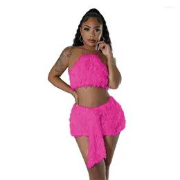 Work Dresses Sexy Night Club Outfit For Women Two Piece Set Rave Festival Clothing Halter Backless Crop Top And Mini Skirt Matching Sets
