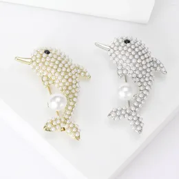 Brooches Fashion Imitation Pearl Dolphin Unisex 2-color Cute Animal Pins Women's Office Party Casual Accessories Gifts