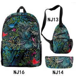 Backpack Hip Hop Funny Creative 3D Printed 3pcs/Set Pupil School Bags Travel Laptop Chest Bag Pencil Case
