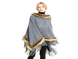 Scarves Fashion Autumn And Winter Women Faux Fur Collar Tassel Knitted Shawl Cape Poncho Scarf Pullovers Warmers1042595